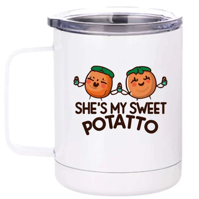 I Yam Shes My Sweet Potato Couples Funny Thanksgiving Front & Back 12oz Stainless Steel Tumbler Cup