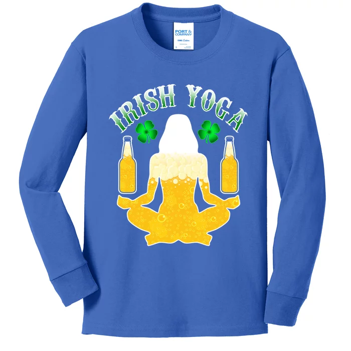 Irish Yoga St Patricks Day Funny Ing Yogi Namaste Gift Kids Long Sleeve Shirt