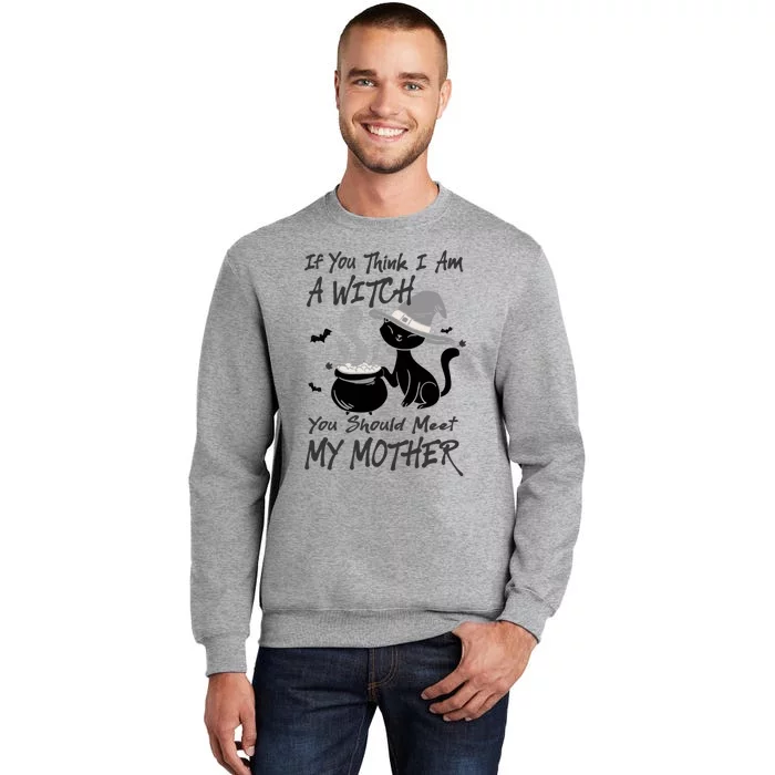 If You Think I Am A Witch Meet My Mother Funny Halloween Gift Tall Sweatshirt