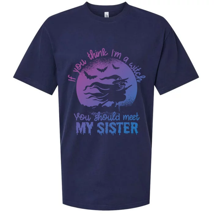 If You Think I Am A Witch You Should Meet My Sister Family Gift Sueded Cloud Jersey T-Shirt