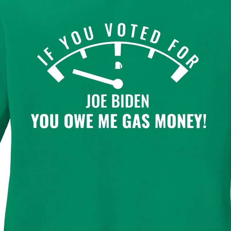 If You Voted For Biden You Owe Americans Gas Money Ladies Long Sleeve Shirt