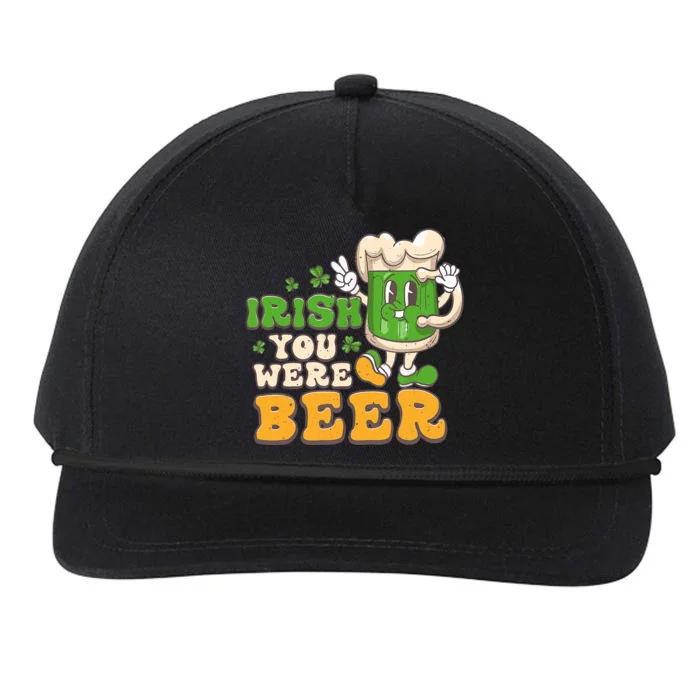 Irish You Were Beer Groovy Green Beer St Patrick's Day Snapback Five-Panel Rope Hat