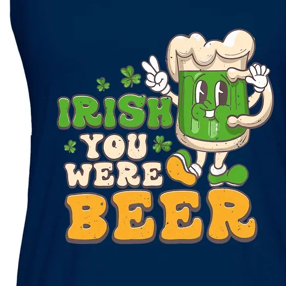 Irish You Were Beer Groovy Green Beer St Patrick's Day Ladies Essential Flowy Tank