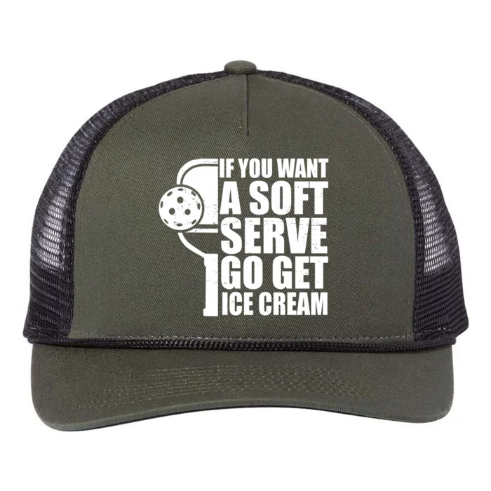 If You Want A Soft Serve Go Get Ice Cream Funny Pickleball Retro Rope Trucker Hat Cap