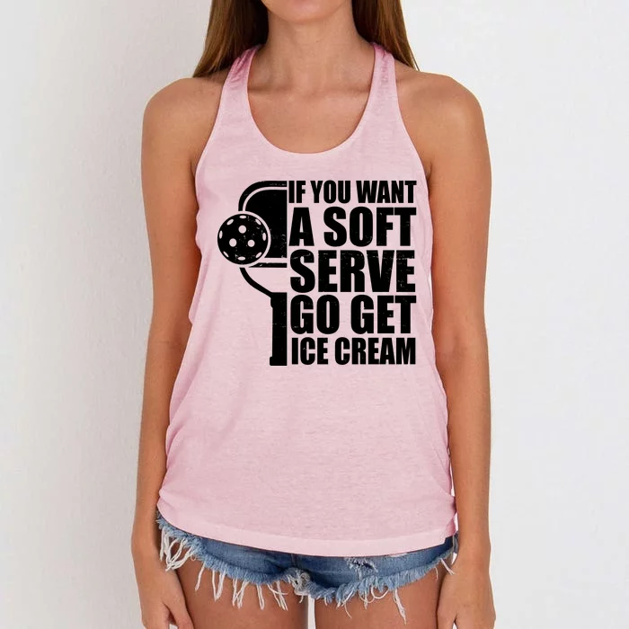 If You Want A Soft Serve Go Get Ice Cream Funny Pickleball Women's Knotted Racerback Tank