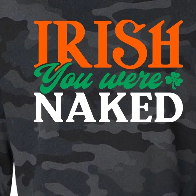 Irish You Were Naked Funny St Patricks Day Cropped Pullover Crew