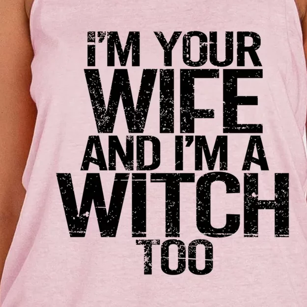 Im Your Wife And Im A Witch Too Halloween Super Power Gift Women's Knotted Racerback Tank