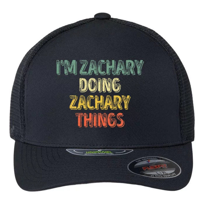 IM Zachary Doing Zachary Things Personalized Name Flexfit Unipanel Trucker Cap