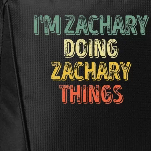 IM Zachary Doing Zachary Things Personalized Name City Backpack