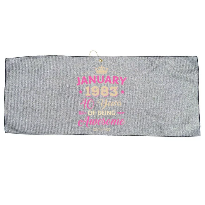 January 1983 40 Years Of Being Awesome Retro 40Th Birthday Large Microfiber Waffle Golf Towel