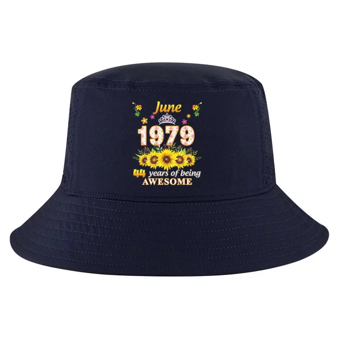 June 1979 44 Years Of Being Awesome 44th Birthday Flower Cool Comfort Performance Bucket Hat