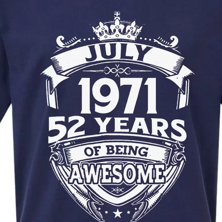 July 1971 52 Years Of Being Awesome 52nd Birthday Sueded Cloud Jersey T-Shirt