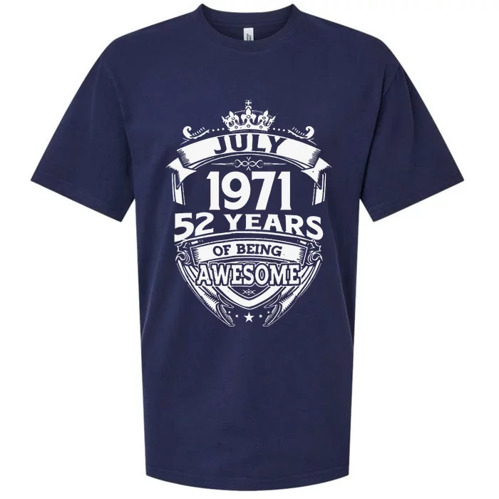 July 1971 52 Years Of Being Awesome 52nd Birthday Sueded Cloud Jersey T-Shirt