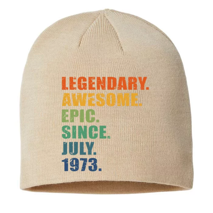 July 1973 50 Years Women Anniversary 50th Birthday 8 1/2in Sustainable Knit Beanie