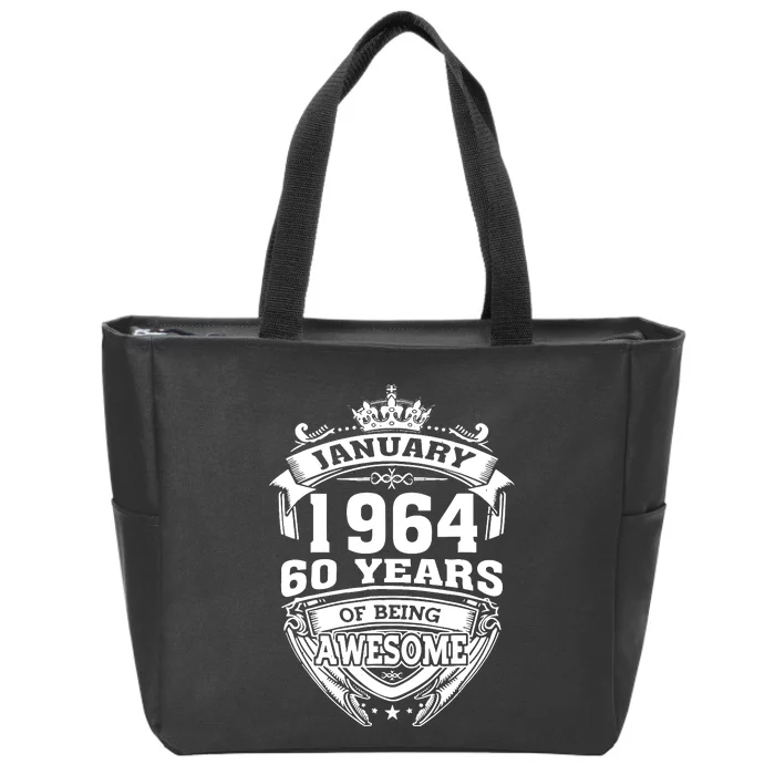 January 1964 60 Years Of Being Awesome 60th Birthday Zip Tote Bag