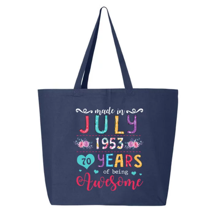 July 1953 70th Birthday 1953 Years Old Made In 1953 25L Jumbo Tote