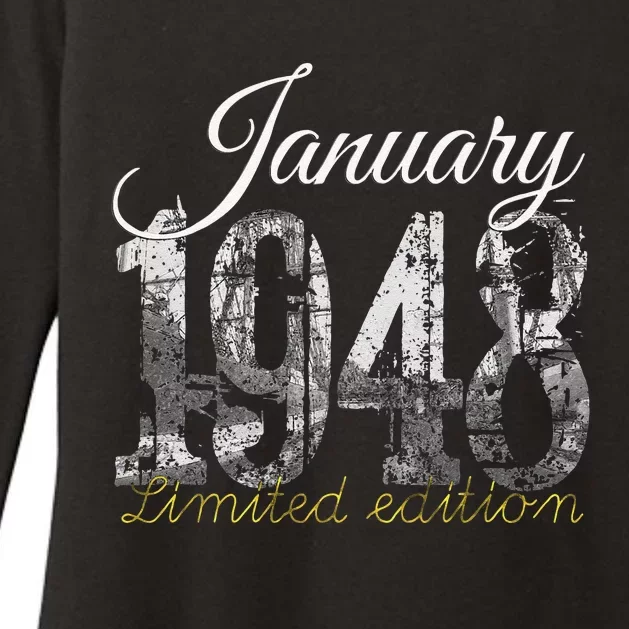 January 1948 75 Year Old 1948 75th Birthday Gift Womens CVC Long Sleeve Shirt