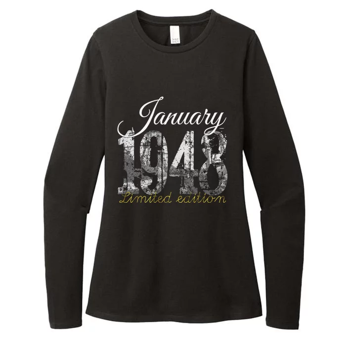 January 1948 75 Year Old 1948 75th Birthday Gift Womens CVC Long Sleeve Shirt