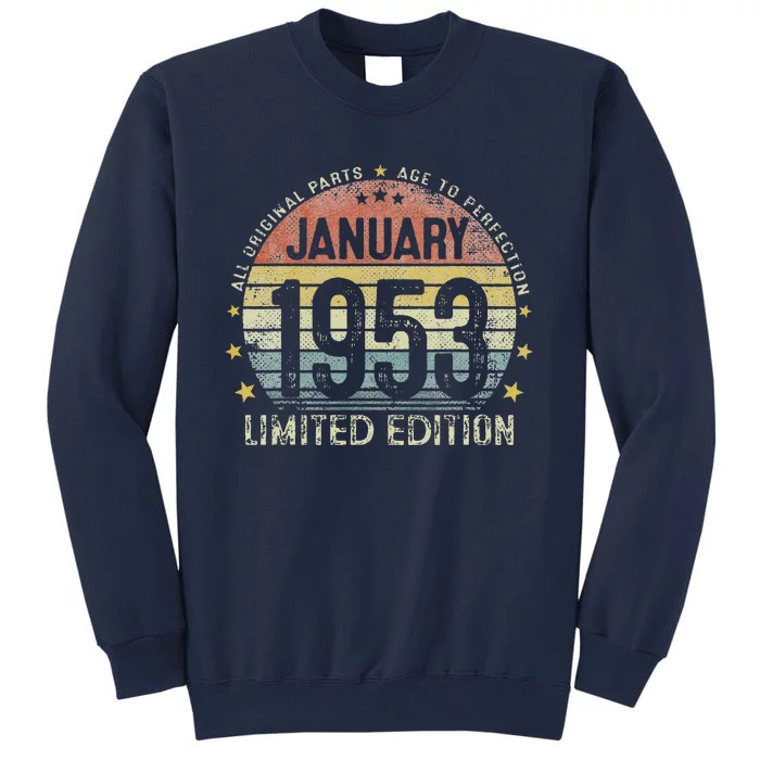 January 1953 70 Year Old 70th Birthday Gifts Vintage 1953 Tall Sweatshirt