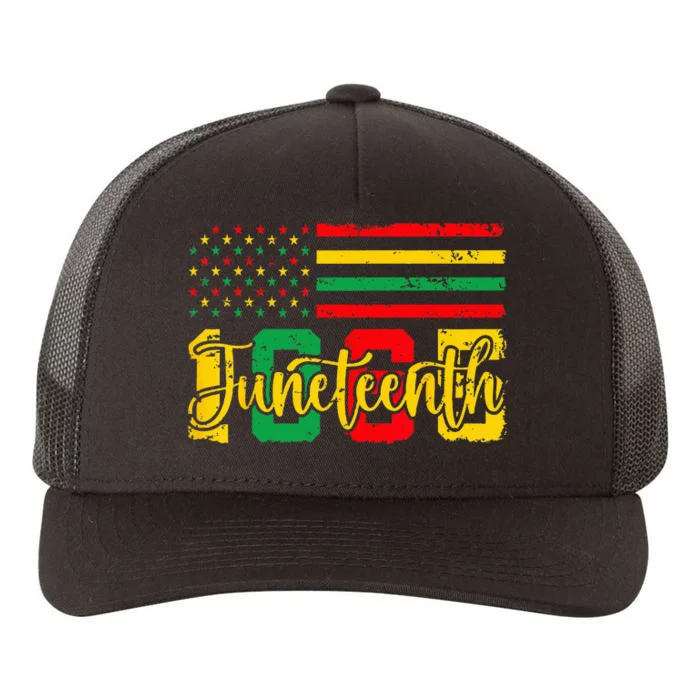 Juneteenth 1865 American Flag Black Wo Freedom Yupoong Adult 5-Panel Trucker Hat