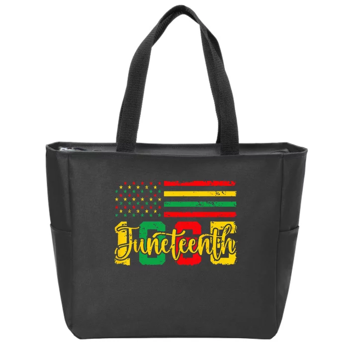 Juneteenth 1865 American Flag Black Wo Freedom Zip Tote Bag