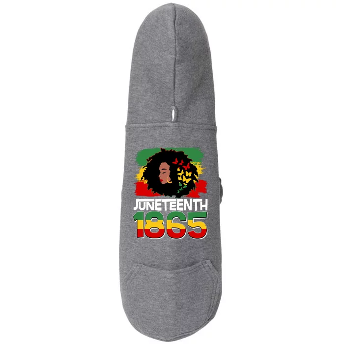 Juneteenth 1865 African American Black Woman Doggie 3-End Fleece Hoodie