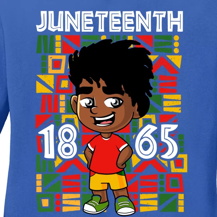 Juneteenth 1865 African Black King Melanin Proud Freedom Gift Ladies Long Sleeve Shirt