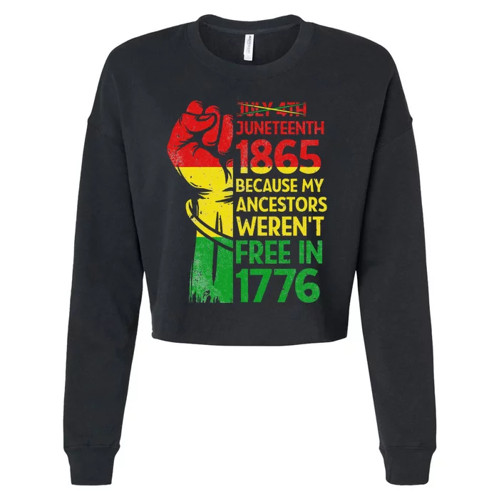 JUNETEENTH 1865 Black African Patriotic Melanin Novelty Cropped Pullover Crew