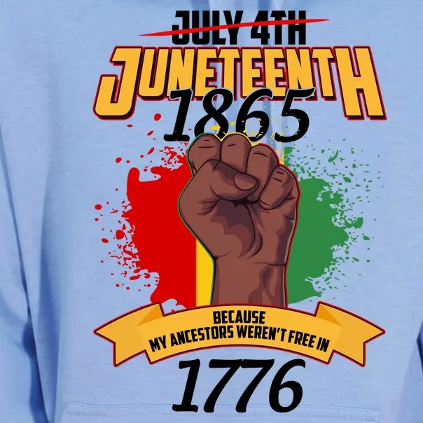 Juneteenth 1865 Because My Ancestors Weren't Free In 1776 Unisex Surf Hoodie