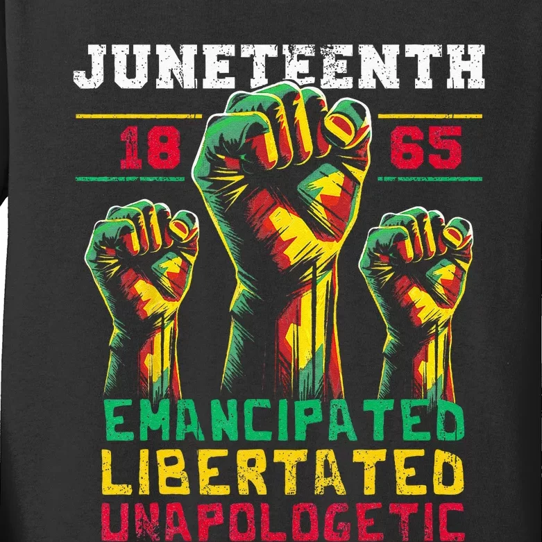 Juneteenth 1865 Black History African American Freedom Kids Long Sleeve Shirt