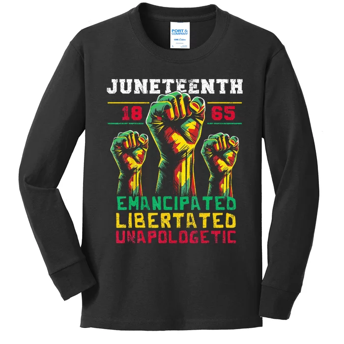 Juneteenth 1865 Black History African American Freedom Kids Long Sleeve Shirt