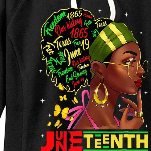 Juneteenth 1865 Black Woman Butterfly African Melanin Queen Women's Fleece Hoodie