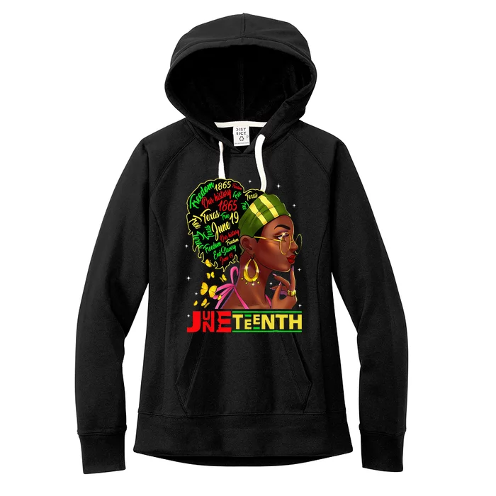 Juneteenth 1865 Black Woman Butterfly African Melanin Queen Women's Fleece Hoodie