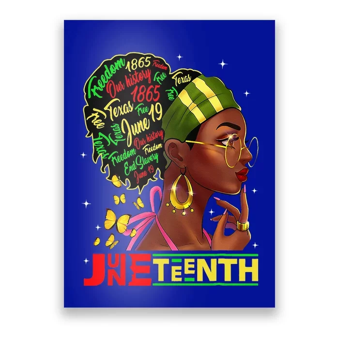 Juneteenth 1865 Black Woman Butterfly African Melanin Queen Poster