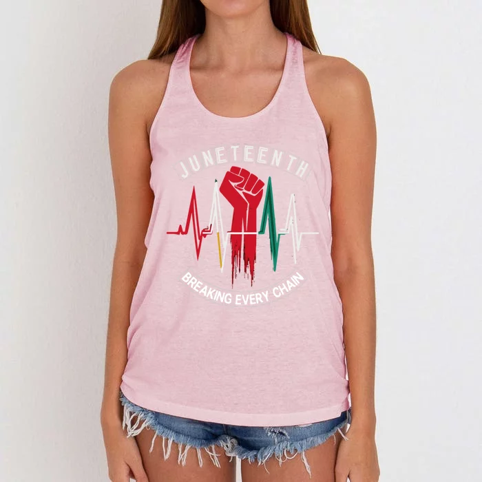 Junenth 1865 Breaking Every Chain Since Independence Day Gift Women's Knotted Racerback Tank