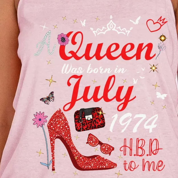 July 1974 Birthday This Queen Was Born In July 1974 Women's Knotted Racerback Tank