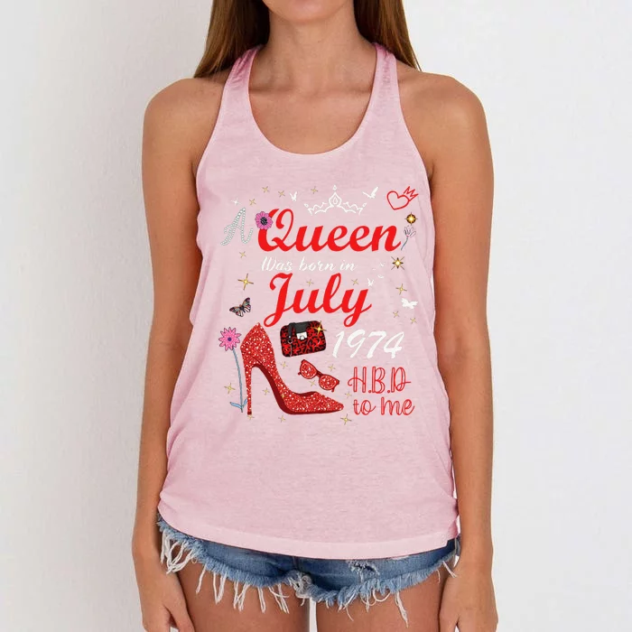 July 1974 Birthday This Queen Was Born In July 1974 Women's Knotted Racerback Tank