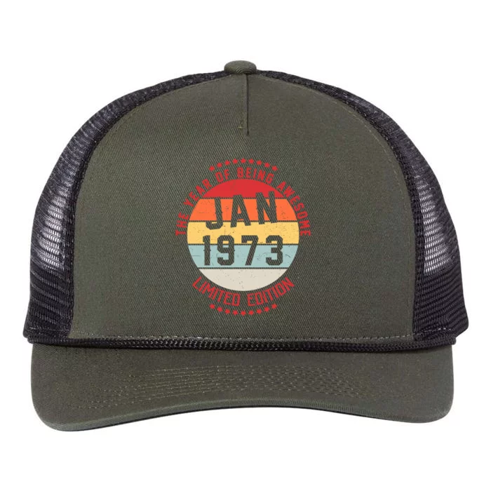 Jan 1973 Birthday The Year Of Being Awesome Gift Retro Rope Trucker Hat Cap