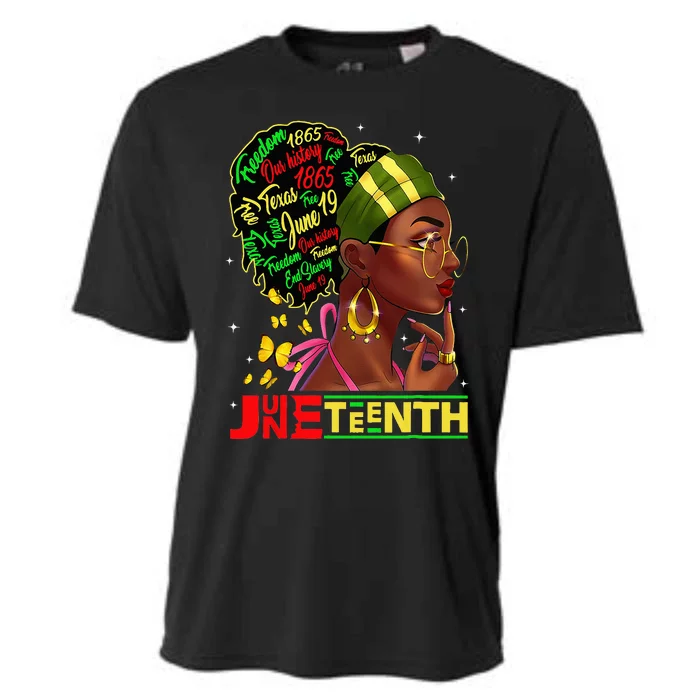 Juneteenth 1865 Black Woman Butterfly African Melanin Queen Cooling Performance Crew T-Shirt