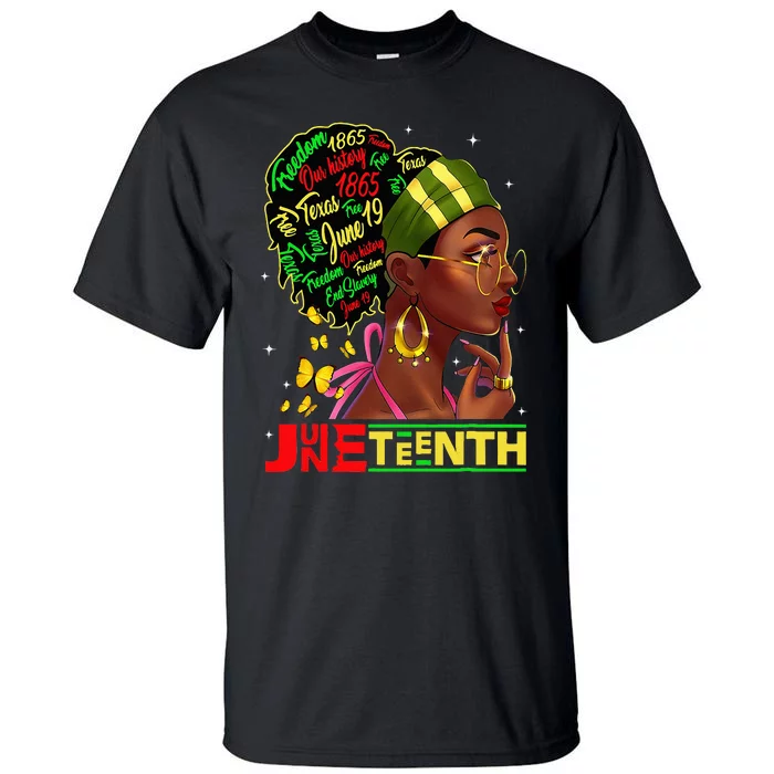 Juneteenth 1865 Black Woman Butterfly African Melanin Queen Tall T-Shirt