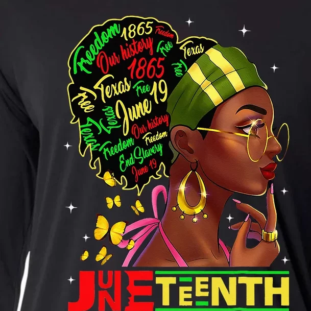 Juneteenth 1865 Black Woman Butterfly African Melanin Queen Cooling Performance Long Sleeve Crew