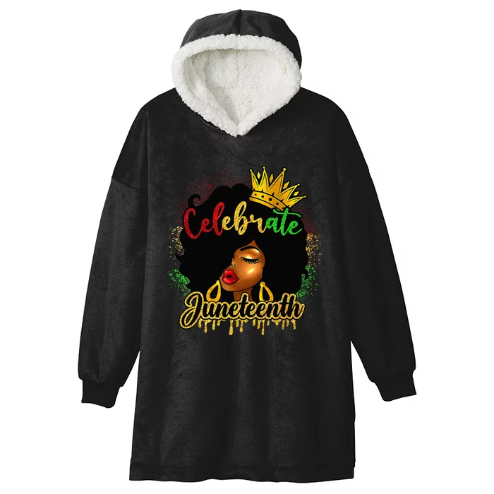 Juneteenth 1865 Celebrate Freedom Day African American Hooded Wearable Blanket