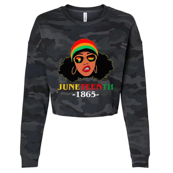 Juneteenth 1865 Celebrate Freedom Celebrating Black Women Cropped Pullover Crew