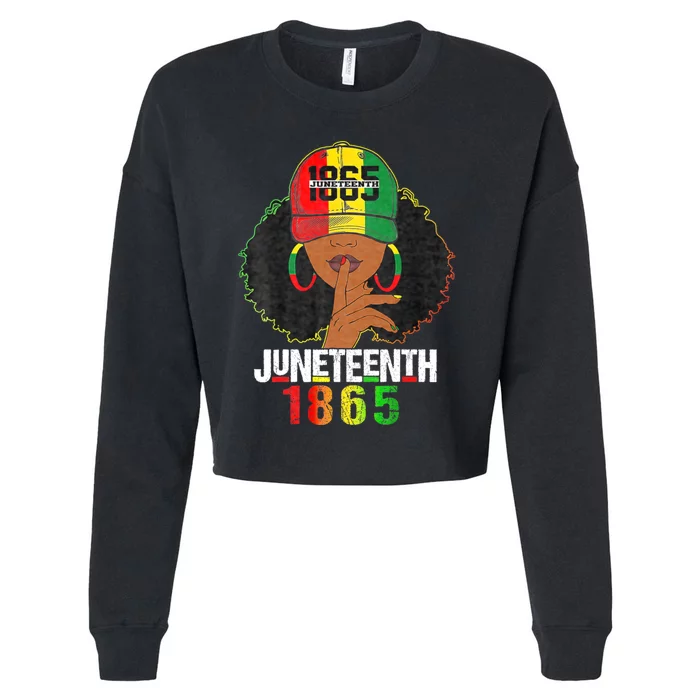 Juneteenth 1865 Celebrate Freedom Celebrating Black Women Cropped Pullover Crew