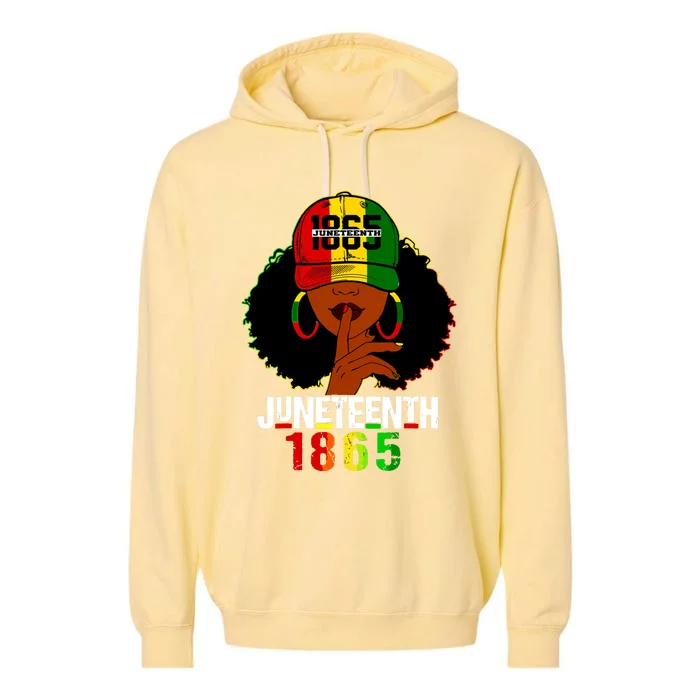 Juneteenth 1865 Celebrate Freedom Celebrating Black Women Garment-Dyed Fleece Hoodie