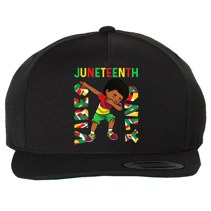 Juneteenth 1865 Dabbing Vibes Only Black African Wool Snapback Cap