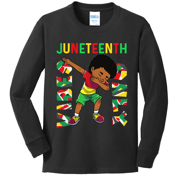 Juneteenth 1865 Dabbing Vibes Only Black African Boy Kids Long Sleeve Shirt