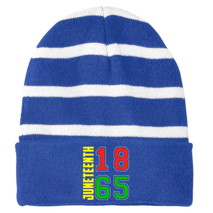 Juneteenth 1865 Freedom Day Independence Melanin Blm African Gift Striped Beanie with Solid Band