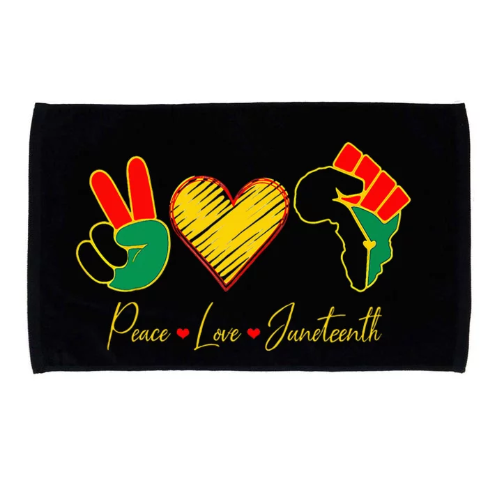 June 19th Freedom Day Peace Love & Juneteenth Microfiber Hand Towel