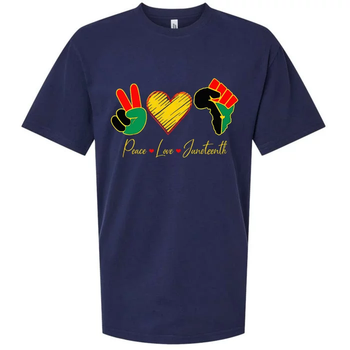 June 19th Freedom Day Peace Love & Juneteenth Sueded Cloud Jersey T-Shirt